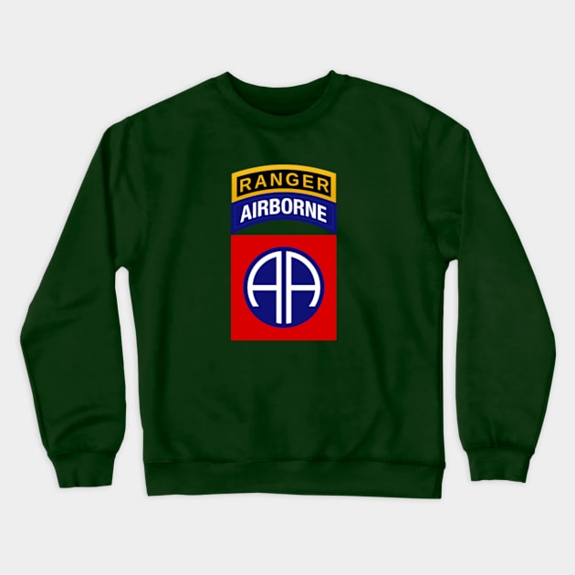 82nd Airborne Ranger Tab - Full Chest Design Crewneck Sweatshirt by Desert Owl Designs